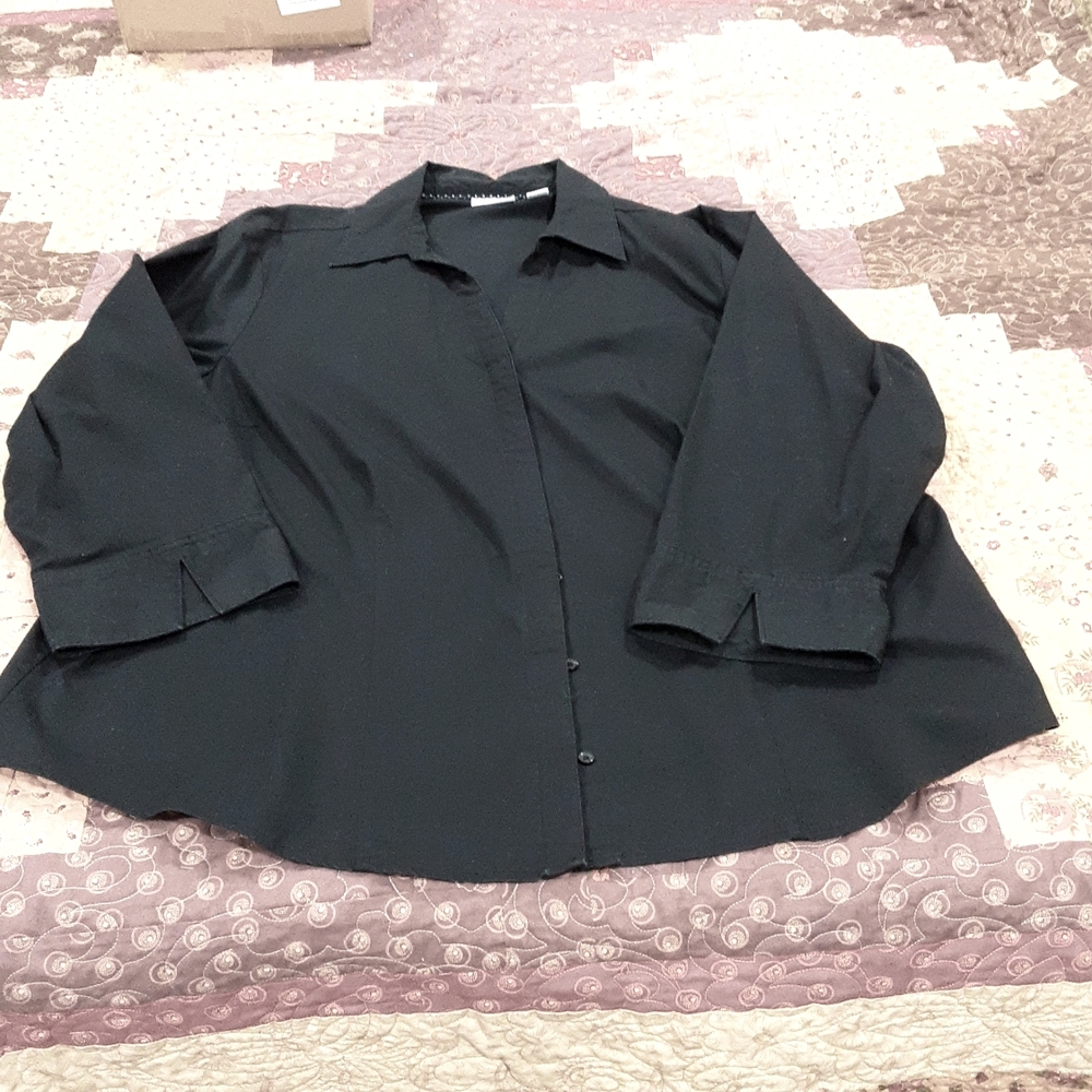 RIDERS by Lee SZ 2X Black Blouse EFFORTLESS CARE